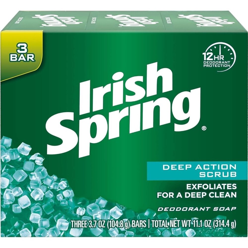 Irish Spring Deep Action Scrub Deodorant Soap by, 3 Count, Fresh, 11.1 Oz